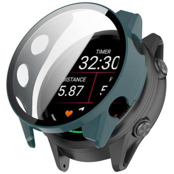 PC FULL COVER Plastový kryt so sklom pre Garmin Forerunner 970 tmavozelený