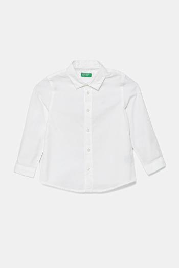 Detská bavlnená košeľa United Colors of Benetton biela farba, 5DGXGQ00I