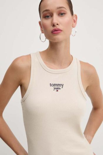 Top Tommy Jeans dámsky, béžová farba, DW0DW18408