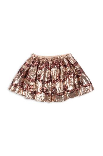 Sukňa Konges Sløjd STARLA BOW WOW SKIRT zlatá farba, mini, áčkový strih, KS102173