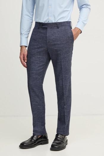 Vlnené nohavice BOSS tmavomodrá farba, strih chinos, 50535685