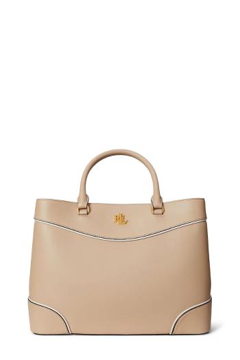 Kožená kabelka Lauren Ralph Lauren béžová farba, 431959595