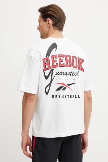 Bavlnené tričko Reebok Classic pánske, biela farba, s potlačou, 100218838