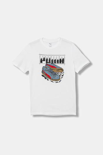 Detské bavlnené tričko Puma GRAPHIC Sneaker Tee B biela farba, s potlačou, 689939