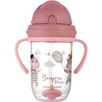 Canpol Babies nevylievací hrnček so slamkou a závažím Bonjour Paris 270 ml, ružový (5901691852815)