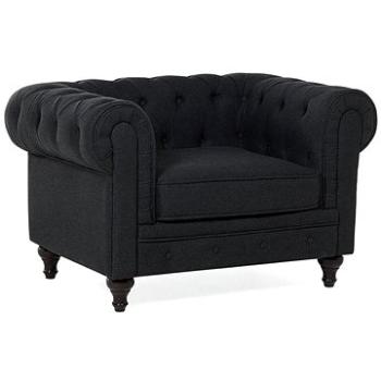 Čalúnené tmavo sivé vintage kreslo CHESTERFIELD, 58149