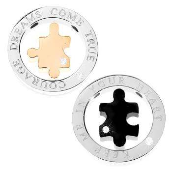 Prívesok dvojdielny - mohutná obruč, puzzle, nápis, zirkón 