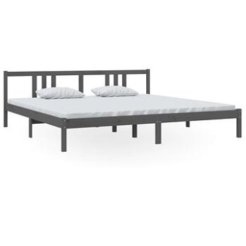 Rám postele sivý masívne drevo 200 × 200 cm, 814906