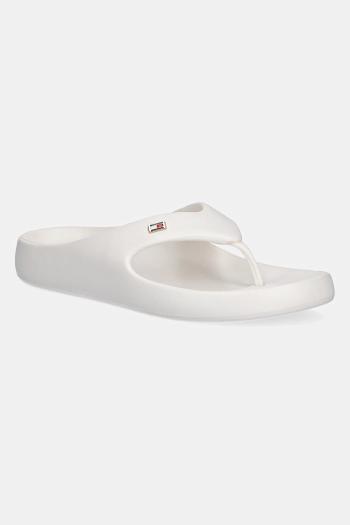 Šľapky Tommy Hilfiger TH COMFORT BEACH SANDAL dámske, béžová farba, na plochom podpätku, FW0FW08522