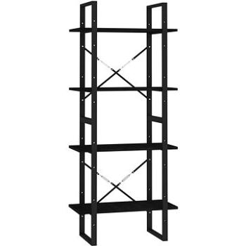 Shumee, so 4 policami čierna, 60 × 30 × 140 cm, masívna borovica, 806446