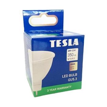 Tesla – LED žiarovka GU5,3 MR16, 4 W, 12V, 300 lm, 25000 h, 3000 K teplá biela, 100° (MR160430-7)