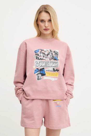 Bavlnená mikina Moschino Jeans dámska, ružová farba, s potlačou, 1706 3228