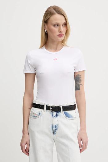Bavlnené tričko Diesel T-UNCUTIE-LONG-D T-SHIRT dámske, biela farba, A14962.0GRAI