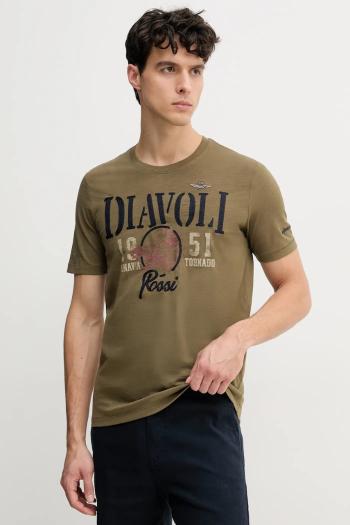 Bavlnené tričko Aeronautica Militare pánske, zelená farba, s potlačou, TS2422J686