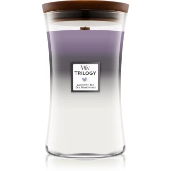 Woodwick Trilogy Amethyst Sky vonná sviečka s dreveným knotom 609,5 g