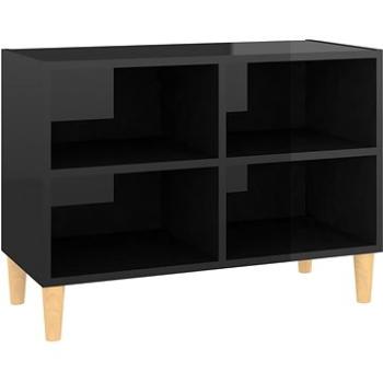 SHUMEE nohy z masívneho dreva čierny vysoký lesk 69,5 × 30 × 50 cm (805930)