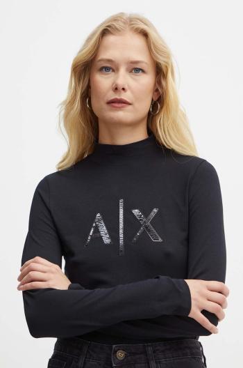 Tričko s dlhým rukávom Armani Exchange dámske, čierna farba, XW000061 AF10355