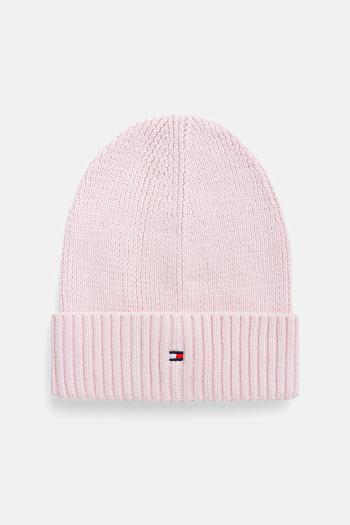 Detská bavlnená čiapka Tommy Hilfiger ružová farba biela, bavlnené, AU0AU01526