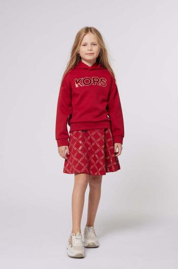 Detská mikina Michael Kors červená farba, s kapucňou, s nášivkou, R30150