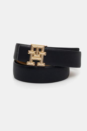 Obojstranný kožený opasok Tommy Hilfiger dámsky, tmavomodrá farba, AW0AW16840