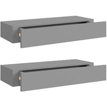 Shumee - Nástenné so zásuvkami, 2 ks, sivé, 60 × 23,5 × 10 cm, MDF, 330260