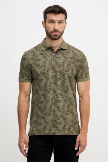 Bavlnené polo tričko Tommy Hilfiger zelená farba, vzorované, MW0MW40680