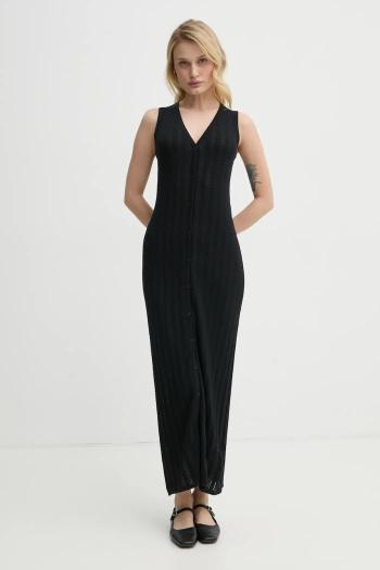 Bavlnené šaty Filippa K čierna farba, maxi, priliehavá, 31090