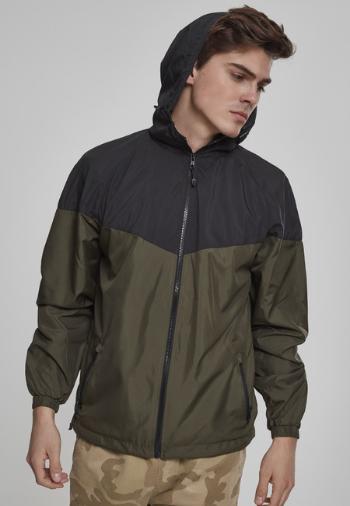 Urban Classics 2-Tone Tech Windrunner blk/darkolive - M