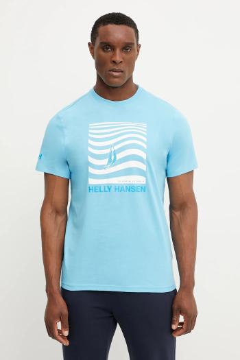 Bavlnené tričko Helly Hansen SHORELINE pánske, s potlačou, 54601