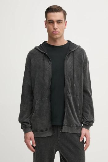 Bavlnená mikina American Vintage pánska, šedá farba, s kapucňou, melanžová, MSON03AGE25