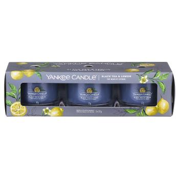 Yankee Candle Sada votívnych sviečok v skle Black Tea & Lemon 3 x 37 g