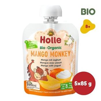 HOLLE Mango monkey bio detské ovocné pyré s jogurtom 5× 85 g (7640161879805)