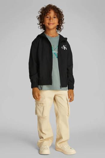 Detská bunda Calvin Klein Jeans čierna farba, IB0IB02500