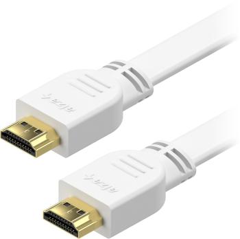 Videokábel AlzaPower Flat HDMI 1.4 High Speed 4K 3m fehér