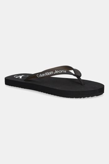 Šľapky Calvin Klein Jeans BEACH SANDAL TRANSPARENT TPU čierna farba, na plochom podpätku, YW0YW01829