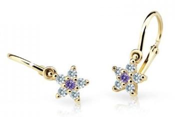 Cutie Jewellery Trblietavé detské náušnice zo žltého zlata C2118-10-X-1 fialová