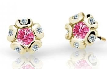 Cutie Jewellery Zlaté detské náušnice C2178-30-X-1 fuchsiová