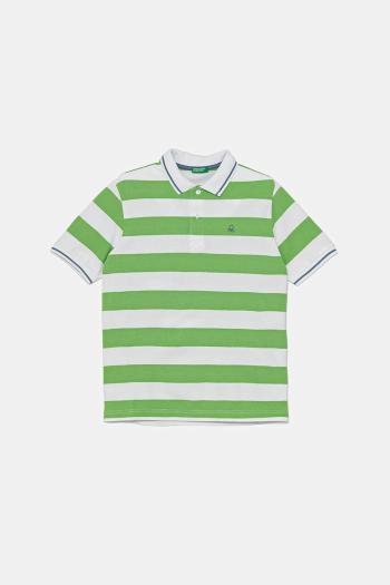 Detská bavlnená polokošeľa United Colors of Benetton zelená farba, vzorovaná, 39QAC301T