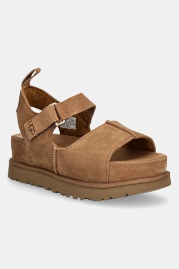 Semišové sandále UGG Goldenstar Hi dámske, hnedá farba, na platforme, 1167356-CHE
