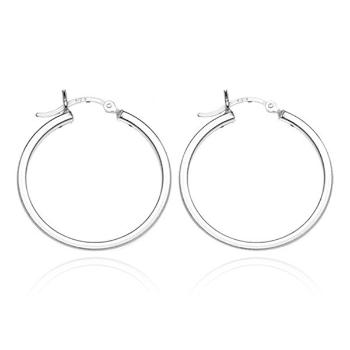 Okrúhle náušnice zo striebra 925 - štyri hladké hrany, 20 mm