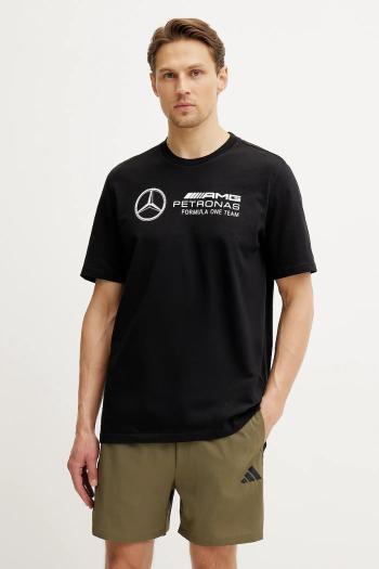 Bavlnené tričko adidas x Mercedes pánske, čierna farba, s potlačou, JV5434