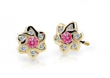 Cutie Jewellery Zlaté detské náušnice C2149-30-X-1 fuchsiová