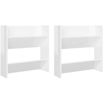 Nástenné skrinky na topánky 2 ks biele vysoký lesk 60x18x60 cm drevotrieska, 806733