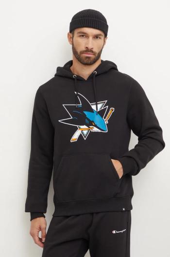 Mikina 47 brand NHL San Jose Sharks pánska, čierna farba, s kapucňou, s potlačou, HH022PEMIBR546611JK