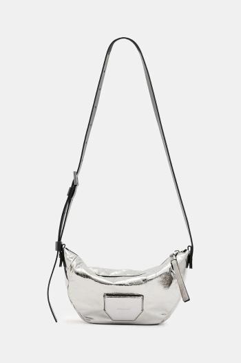 Kožená kabelka AllSaints MADEA CROSSBODY strieborná farba, W231XB