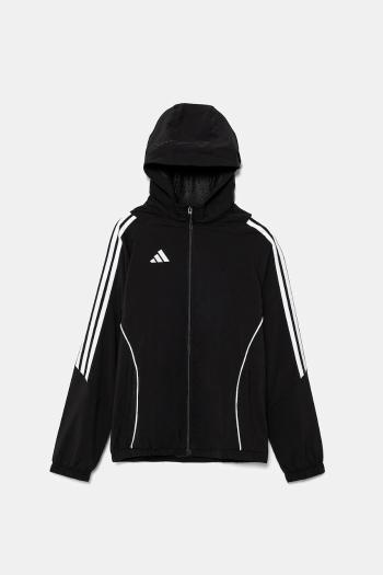 Detská mikina adidas Performance čierna farba, s kapucňou, s nášivkou, IM8798
