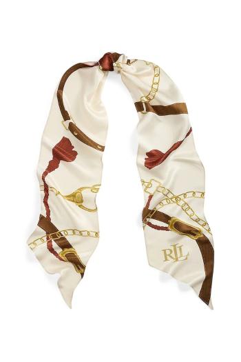Hodvábna šatka Lauren Ralph Lauren béžová farba, vzorovaná, 454972551