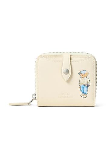 Kožená peňaženka Polo Ralph Lauren dámska, béžová farba, 427967720