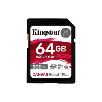 Kingston SDR2/64GB memóriakártya SDXC 64GB Canvas React Plus UHS-...