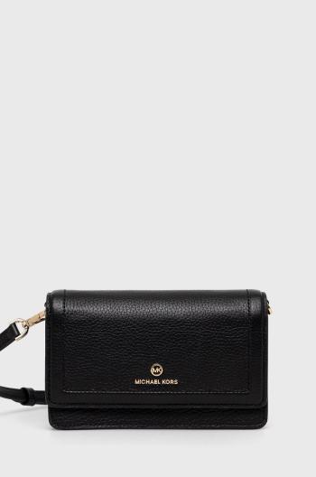 Kožená listová kabelka MICHAEL Michael Kors čierna farba